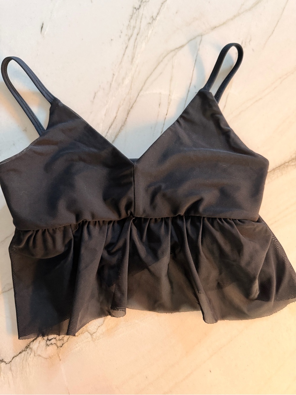 Black Peplum Bralette with Sheer Hem